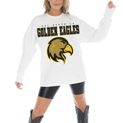 Women's Gameday Couture White Cal State L.A. Golden Eagles Big Goals Oversized Long Sleeve T-Shirt