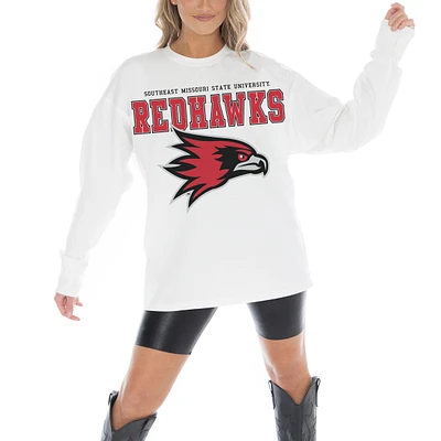 Women's Gameday Couture White SEMO Redhawks Big Goals Oversized Long Sleeve T-Shirt