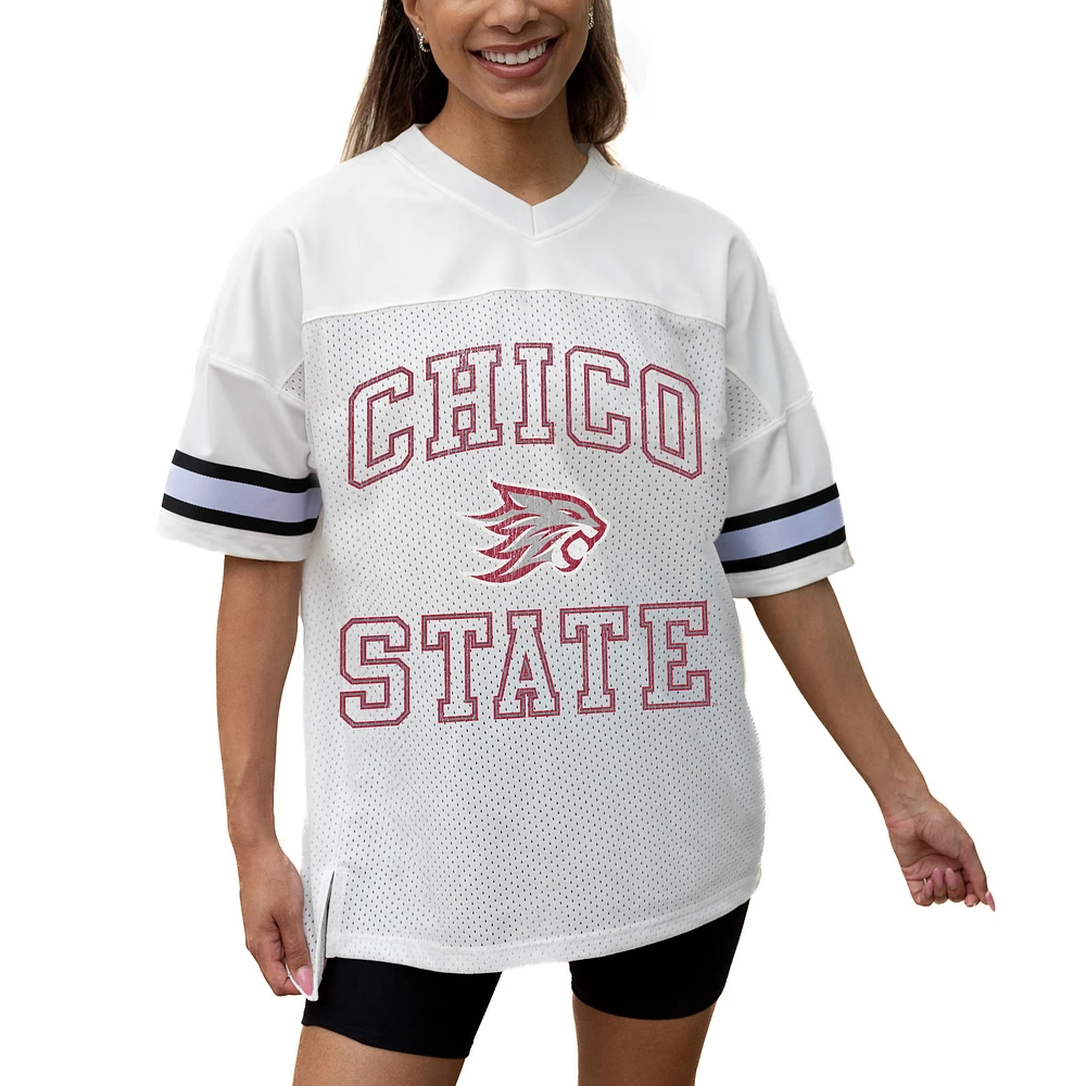 Women's Gameday Couture White Cal State Chico Wildcats Iconic Oversized Fashion Jersey