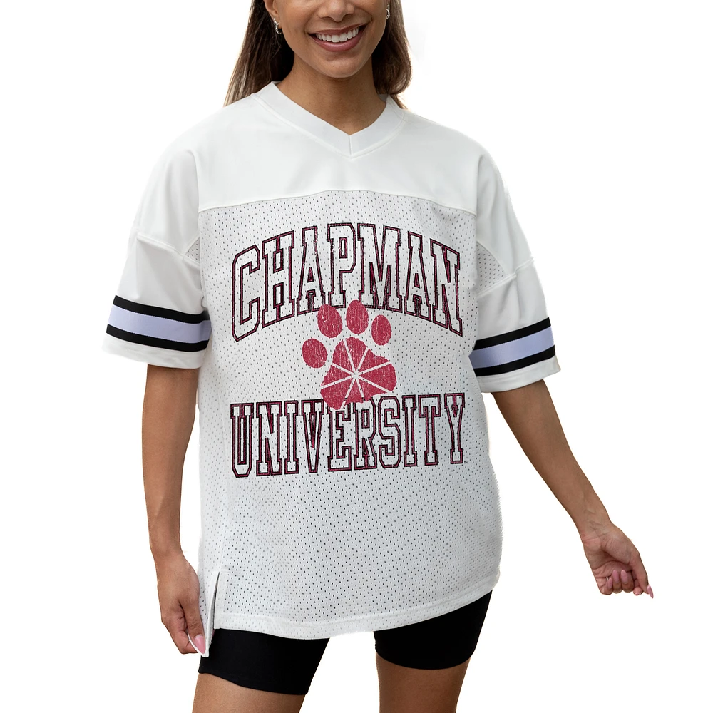 Women's Gameday Couture White Chapman Panthers Iconic Oversized Fashion Jersey
