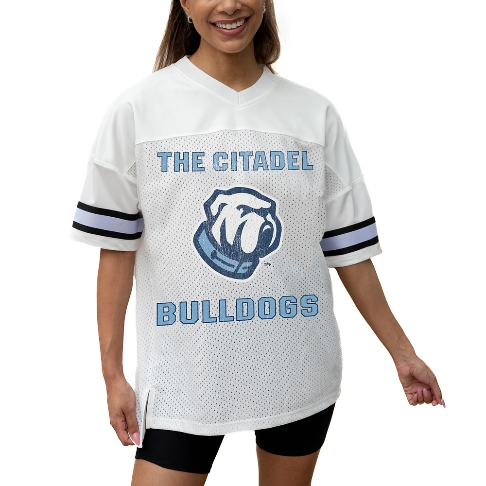 Women's Gameday Couture White Citadel Bulldogs Iconic Oversized Fashion Jersey