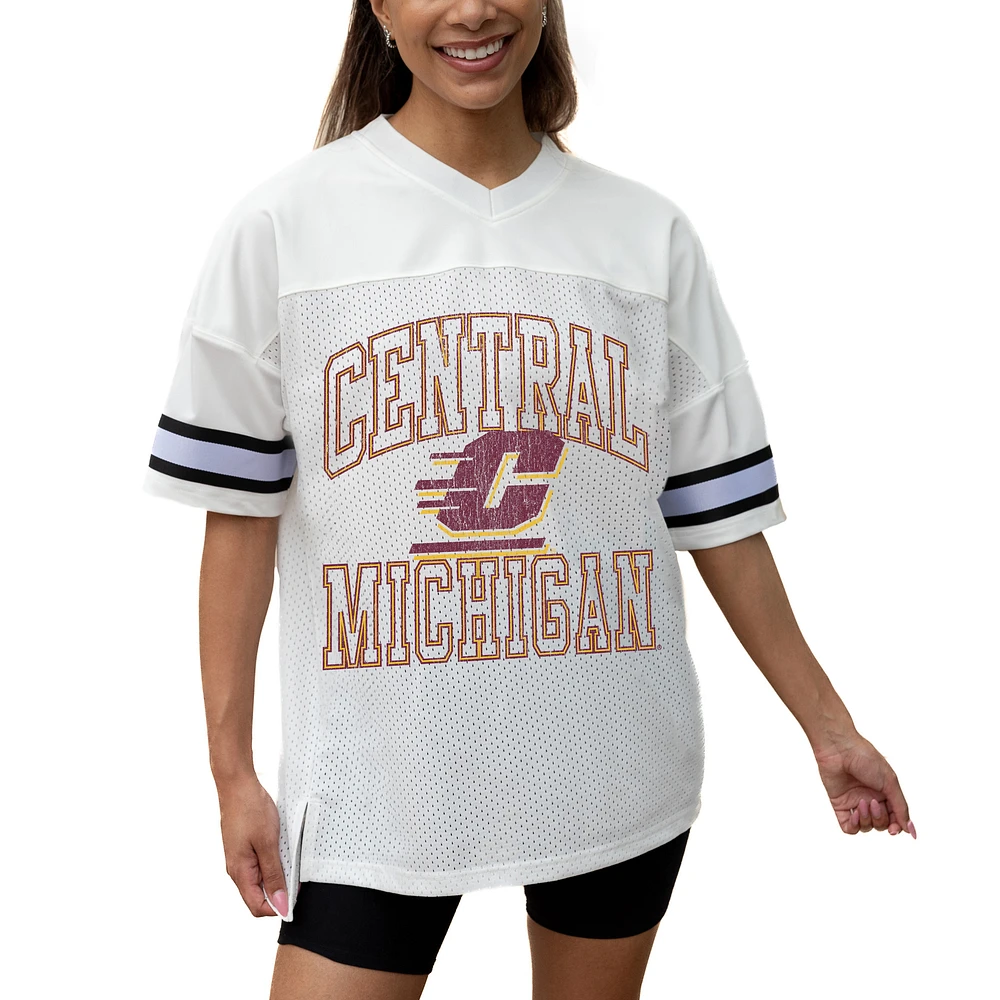Women's Gameday Couture White Central Michigan Chippewas Iconic Oversized Fashion Jersey