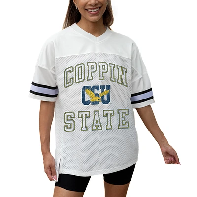 Women's Gameday Couture White Coppin State Eagles Iconic Oversized Fashion Jersey