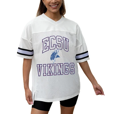 Women's Gameday Couture White Elizabeth City State University Vikings Iconic Oversized Fashion Jersey