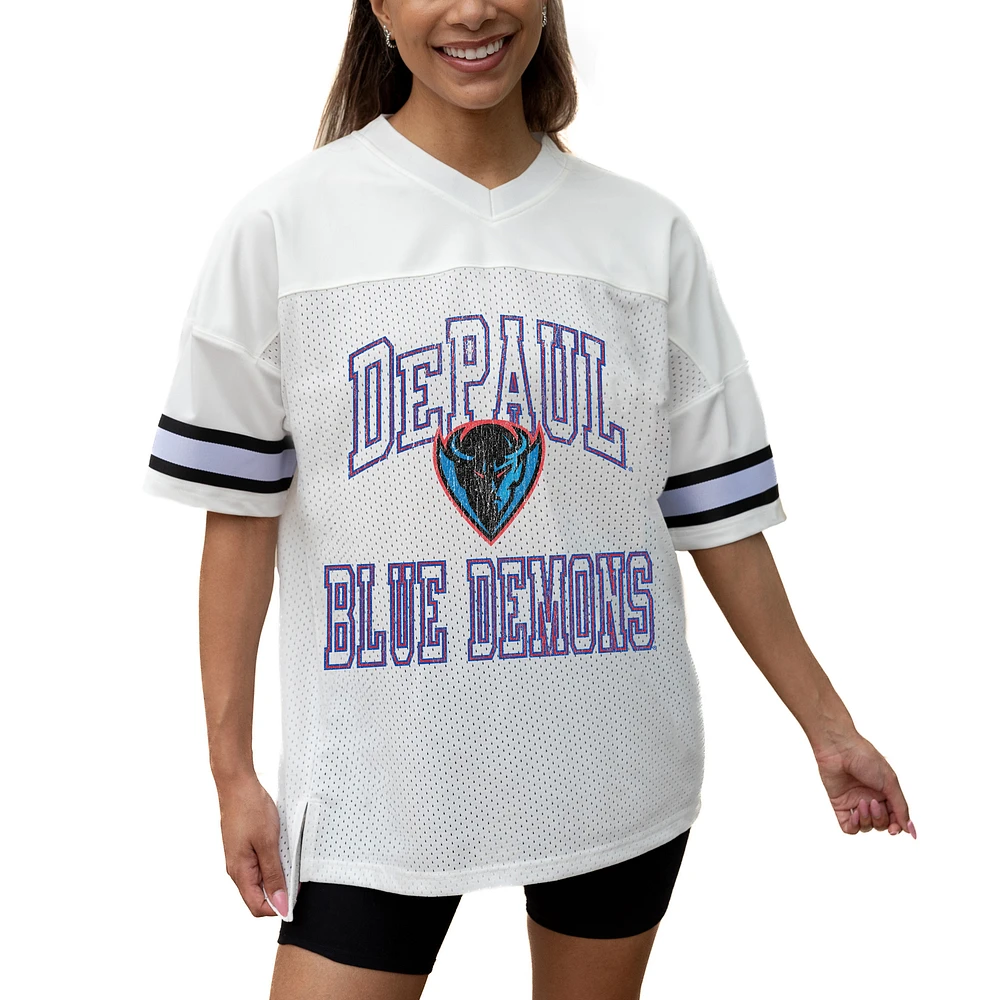 Women's Gameday Couture White DePaul Blue Demons Iconic Oversized Fashion Jersey