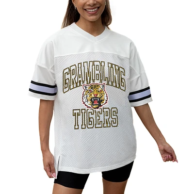 Women's Gameday Couture White Grambling Tigers Iconic Oversized Fashion Jersey