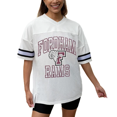 Women's Gameday Couture White Fordham Rams Iconic Oversized Fashion Jersey