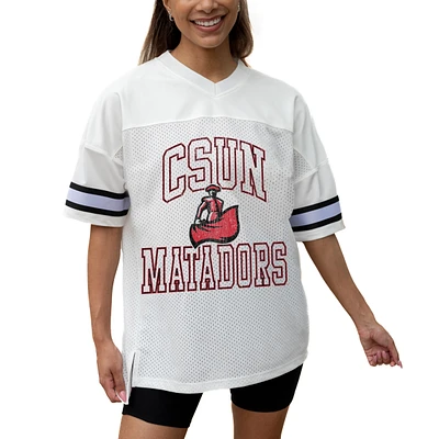 Women's Gameday Couture White Cal State Northridge Matadors Iconic Oversized Fashion Jersey