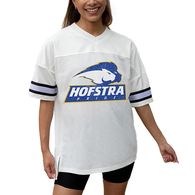 Women's Gameday Couture White Hofstra University Pride Iconic Oversized Fashion Jersey