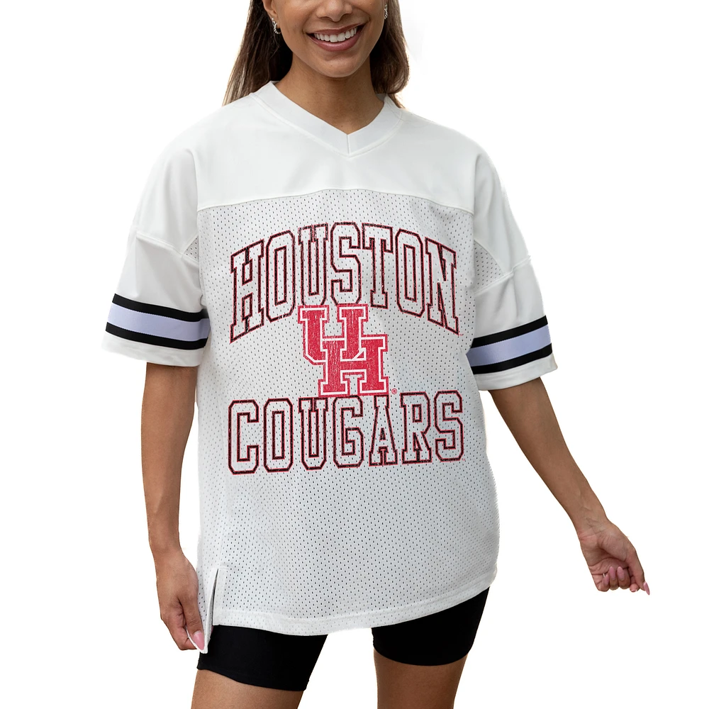 Women's Gameday Couture White Houston Cougars Iconic Oversized Fashion Jersey