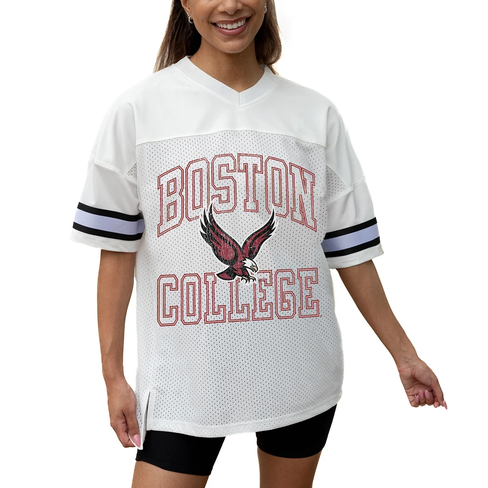 Women's Gameday Couture White Boston College Eagles Iconic Oversized Fashion Jersey