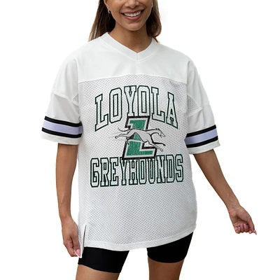 Women's Gameday Couture White Loyola Greyhounds Iconic Oversized Fashion Jersey