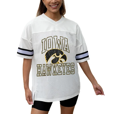 Women's Gameday Couture White Iowa Hawkeyes Iconic Oversized Fashion Jersey