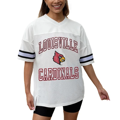 Women's Gameday Couture White Louisville Cardinals Iconic Oversized Fashion Jersey