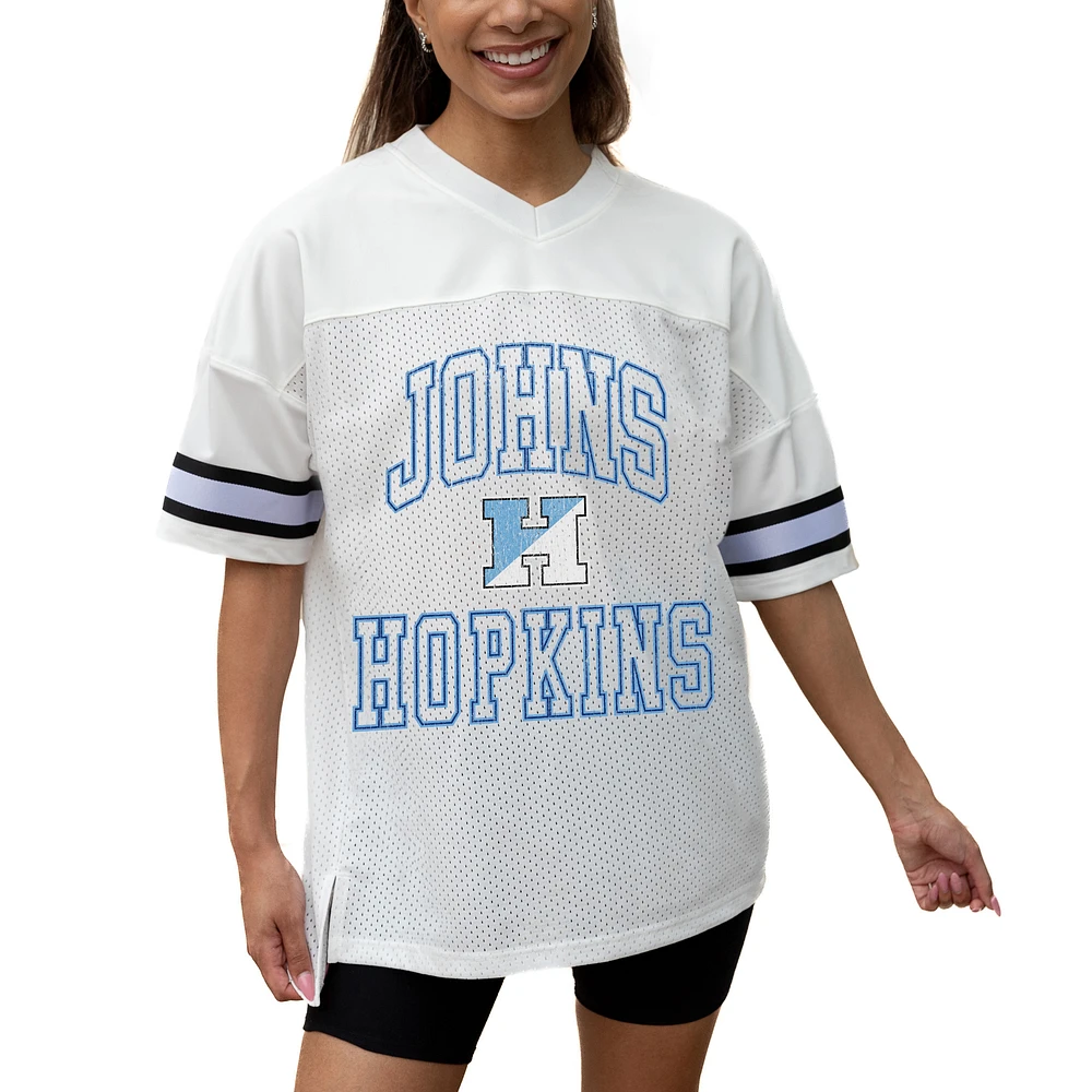 Women's Gameday Couture White Johns Hopkins Blue Jays Iconic Oversized Fashion Jersey