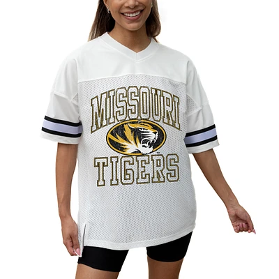 Women's Gameday Couture White Missouri Tigers Iconic Oversized Fashion Jersey