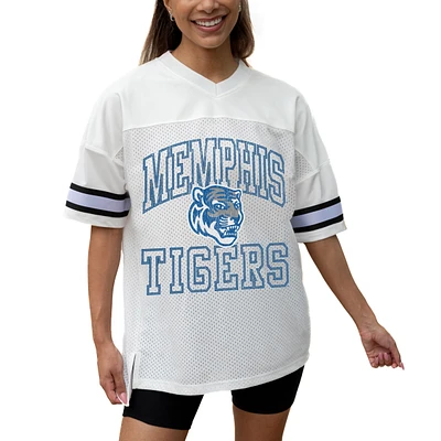 Women's Gameday Couture White Memphis Tigers Iconic Oversized Fashion Jersey