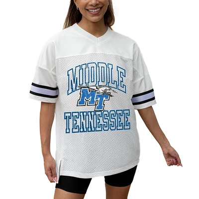 Women's Gameday Couture White MTSU Blue Raiders Iconic Oversized Fashion Jersey