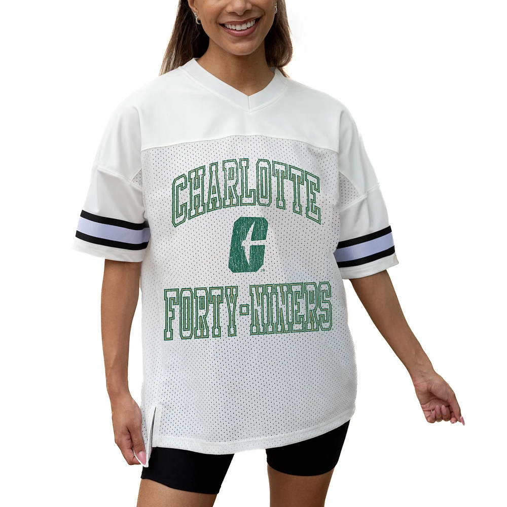 Women's Gameday Couture White Charlotte 49ers Iconic Oversized Fashion Jersey