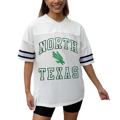 Women's Gameday Couture White North Texas Mean Green Iconic Oversized Fashion Jersey