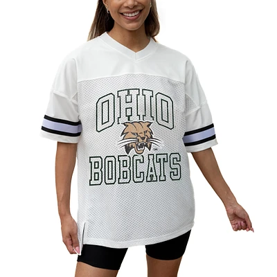 Women's Gameday Couture White Ohio Bobcats Iconic Oversized Fashion Jersey