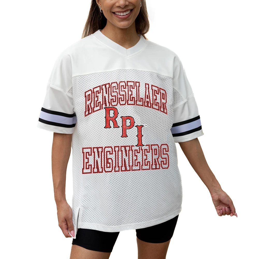Women's Gameday Couture White Rensselaer Polytechnic Institute Engineers Iconic Oversized Fashion Jersey