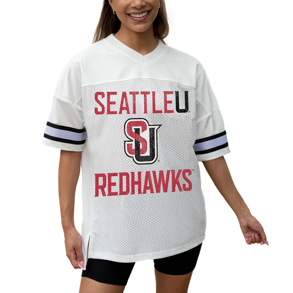 Women's Gameday Couture White Seattle Redhawks Iconic Oversized Fashion Jersey