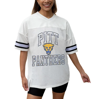 Women's Gameday Couture White Pitt Panthers Iconic Oversized Fashion Jersey