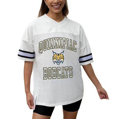 Women's Gameday Couture White Quinnipiac Bobcats Iconic Oversized Fashion Jersey