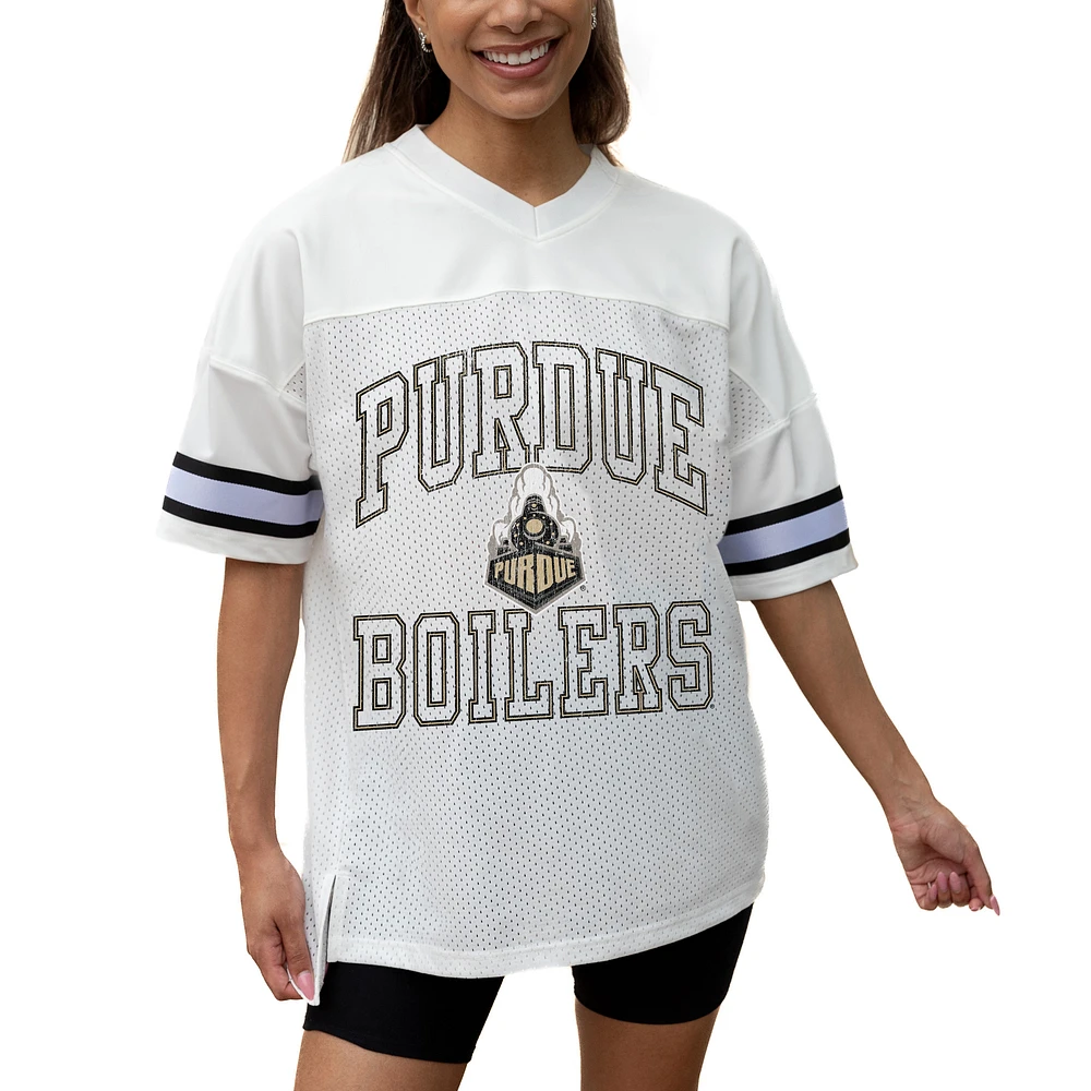 Women's Gameday Couture White Purdue Boilermakers Iconic Oversized Fashion Jersey