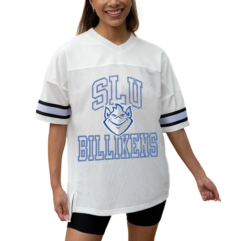 Women's Gameday Couture White Saint Louis Billikens Iconic Oversized Fashion Jersey