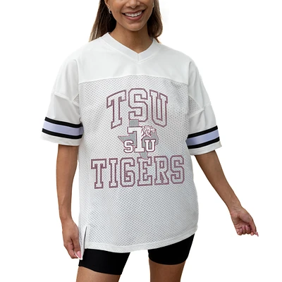 Women's Gameday Couture White Texas Southern Tigers Iconic Oversized Fashion Jersey