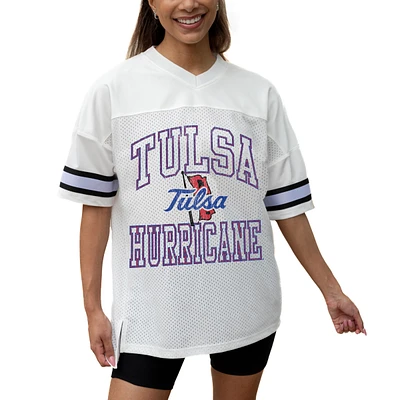 Women's Gameday Couture White Tulsa Golden Hurricane Iconic Oversized Fashion Jersey