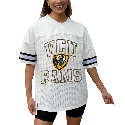 Women's Gameday Couture White VCU Rams Iconic Oversized Fashion Jersey