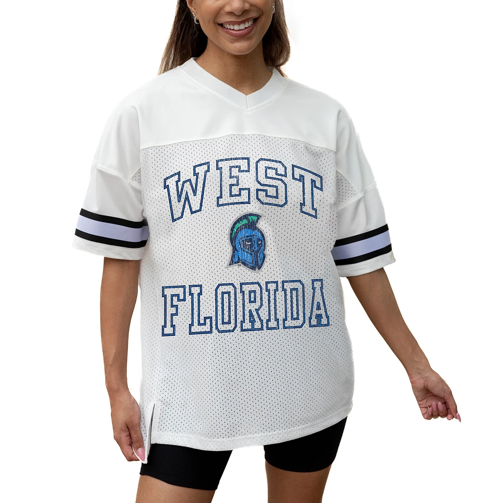 Women's Gameday Couture White West Florida Argonauts Iconic Oversized Fashion Jersey