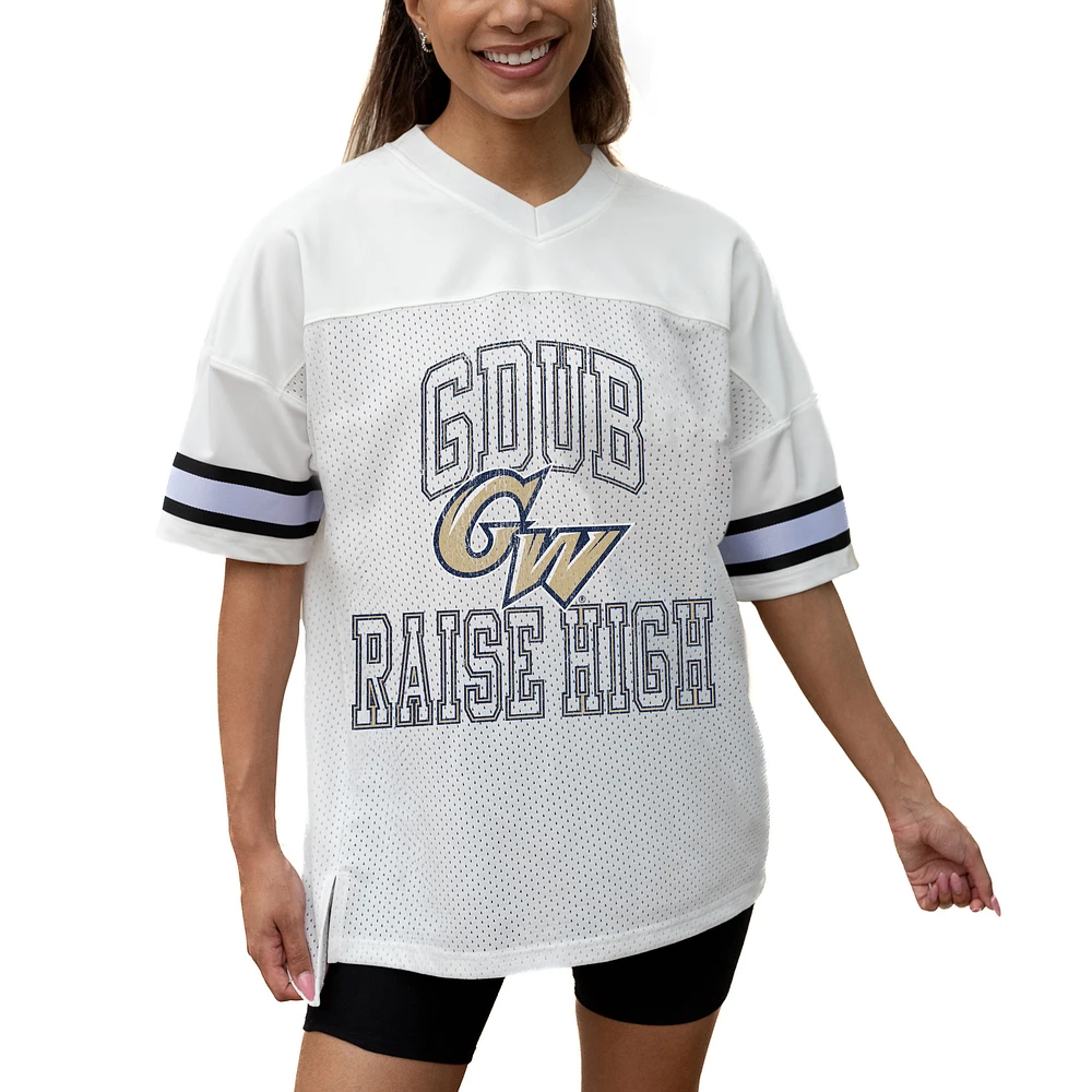 Women's Gameday Couture White George Washington University Iconic Oversized Fashion Jersey