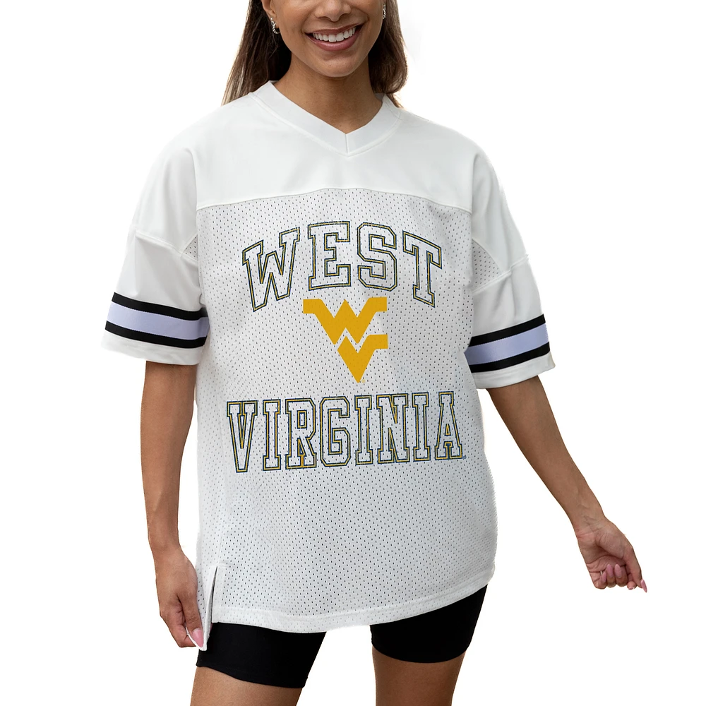 Women's Gameday Couture White West Virginia Mountaineers Iconic Oversized Fashion Jersey