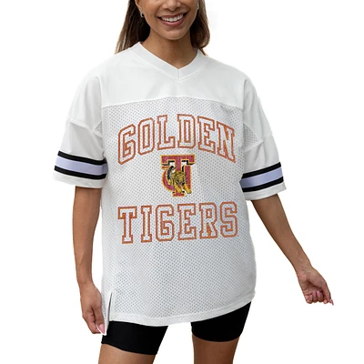 Women's Gameday Couture White Tuskegee Golden Tigers Iconic Oversized Fashion Jersey