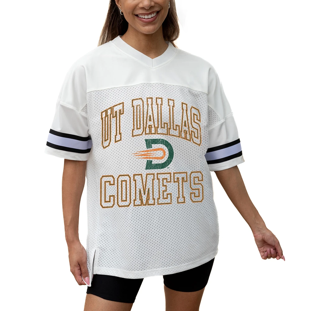 Women's Gameday Couture White UT Dallas Iconic Oversized Fashion Jersey