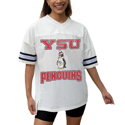 Women's Gameday Couture White Youngstown State Penguins Iconic Oversized Fashion Jersey