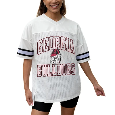 Women's Gameday Couture White Georgia Bulldogs Iconic Oversized Fashion Jersey