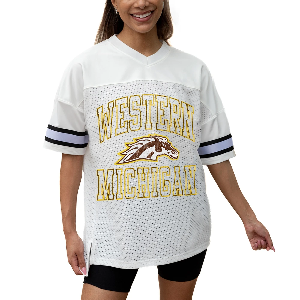 Women's Gameday Couture White Western Michigan Broncos Iconic Oversized Fashion Jersey