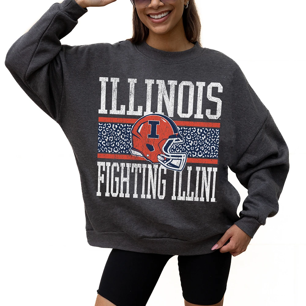 Women's Gameday Couture Charcoal Illinois Fighting Illini Premium Fleece Pullover Sweatshirt