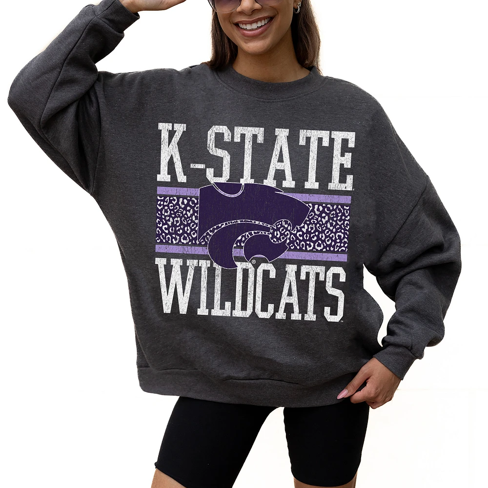 Women's Gameday Couture Charcoal Kansas State Wildcats Premium Fleece Pullover Sweatshirt
