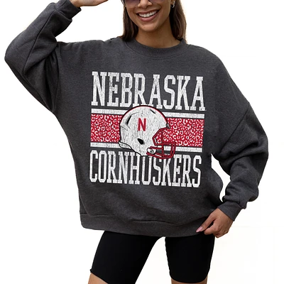 Women's Gameday Couture Charcoal Nebraska Huskers Premium Fleece Pullover Sweatshirt