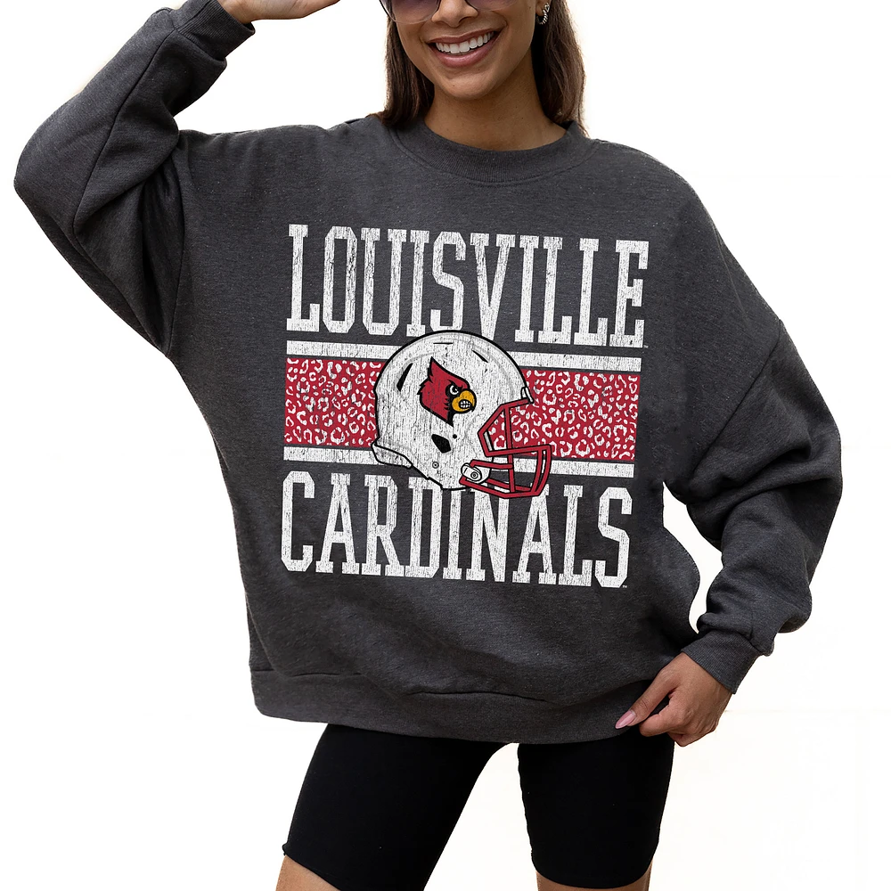 Women's Gameday Couture Charcoal Louisville Cardinals Premium Fleece Pullover Sweatshirt