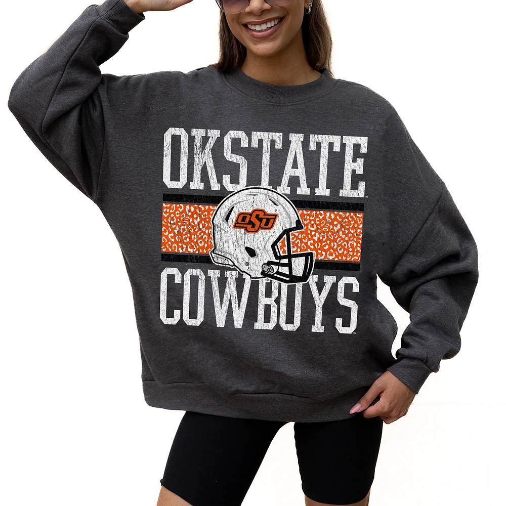 Women's Gameday Couture Charcoal Oklahoma State Cowboys Premium Fleece Pullover Sweatshirt