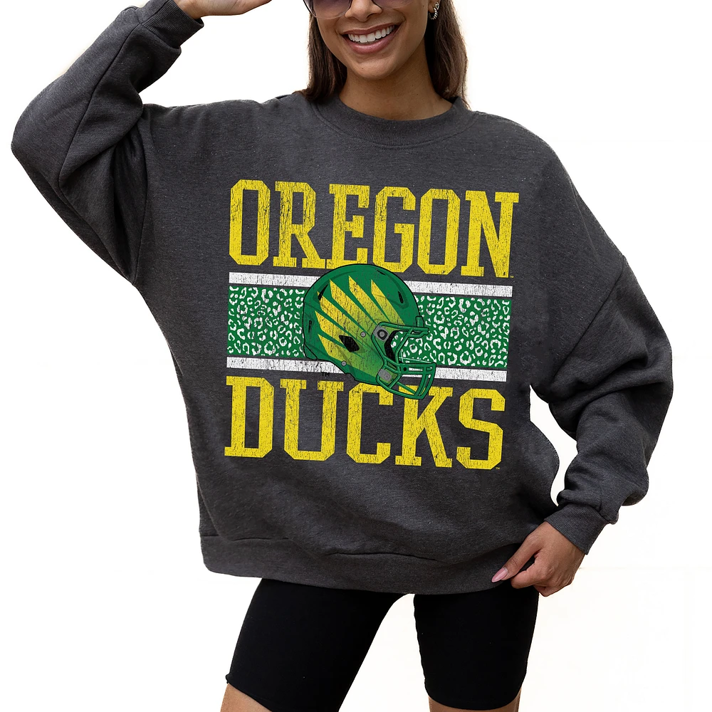 Women's Gameday Couture Charcoal Oregon Ducks Premium Fleece Pullover Sweatshirt