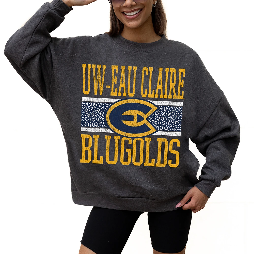 Women's Gameday Couture Charcoal Wisconsin Eau Claire Blugolds Premium Fleece Pullover Sweatshirt
