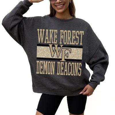 Women's Gameday Couture Charcoal Wake Forest Demon Deacons Premium Fleece Pullover Sweatshirt